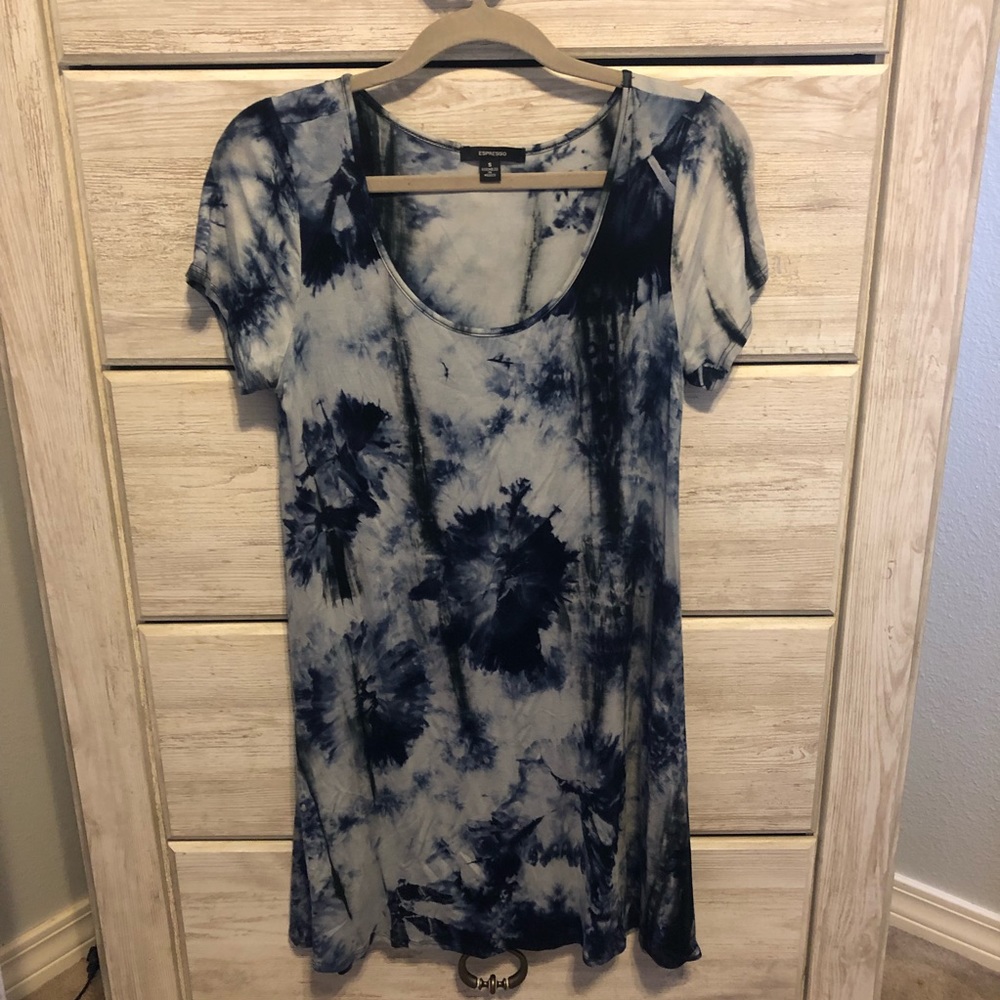 Espresso Navy Blue Tie Dye Dress